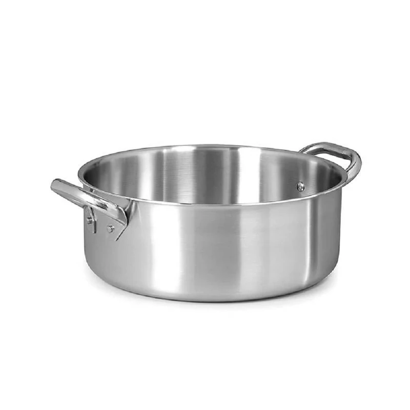 Pentole Agnelli ALIX106ALIN18 Low Casserole with 2 Steel Handles, Aluminum-Steel Trilaminate for Induction, 18 cm