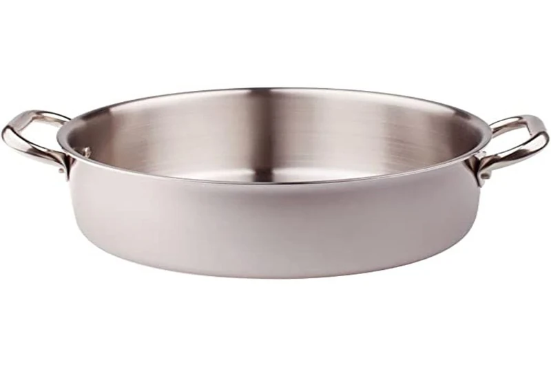 Pentole Agnelli ALIX106ALIN20 Low Casserole with 2 Steel Handles, Aluminum-Steel Trilaminate for Induction, 20 cm