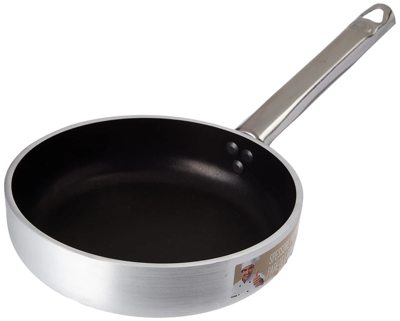 Pentole Agnelli Aluminium Anti - Adherent Professional Straight Frying Pan 5 Mm. Thick With Tubular Steel Handle, Diameter 20 Cm.