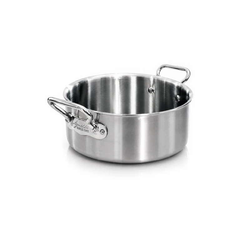 Pentole Agnelli ALIX106ALIN32 Low Casserole with 2 Steel Handles, Aluminum-Steel Trilaminate for Induction, 32 cm