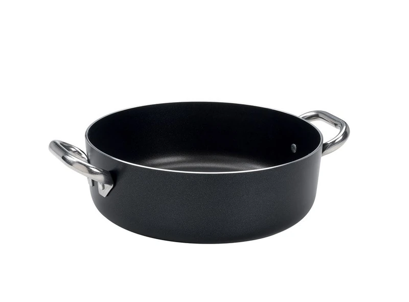 Pentole Agnelli Aluminium Black 3 Mm. Crystal Casserole Pot with 2 Handles, Diameter 40 Cm