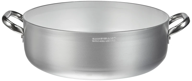 Pentole Agnelli ALMR110632 5 mm Professional Aluminum Pans, Low Radiant Cylindrical Casserole, 8 L