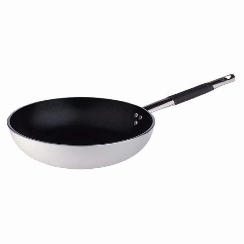 Pentole Agnelli Aluminium Teflon Platinum Saute Pan 3-5 Mm. Thick With 1 Handle In Cool Steel, Diameter 32 Cm.