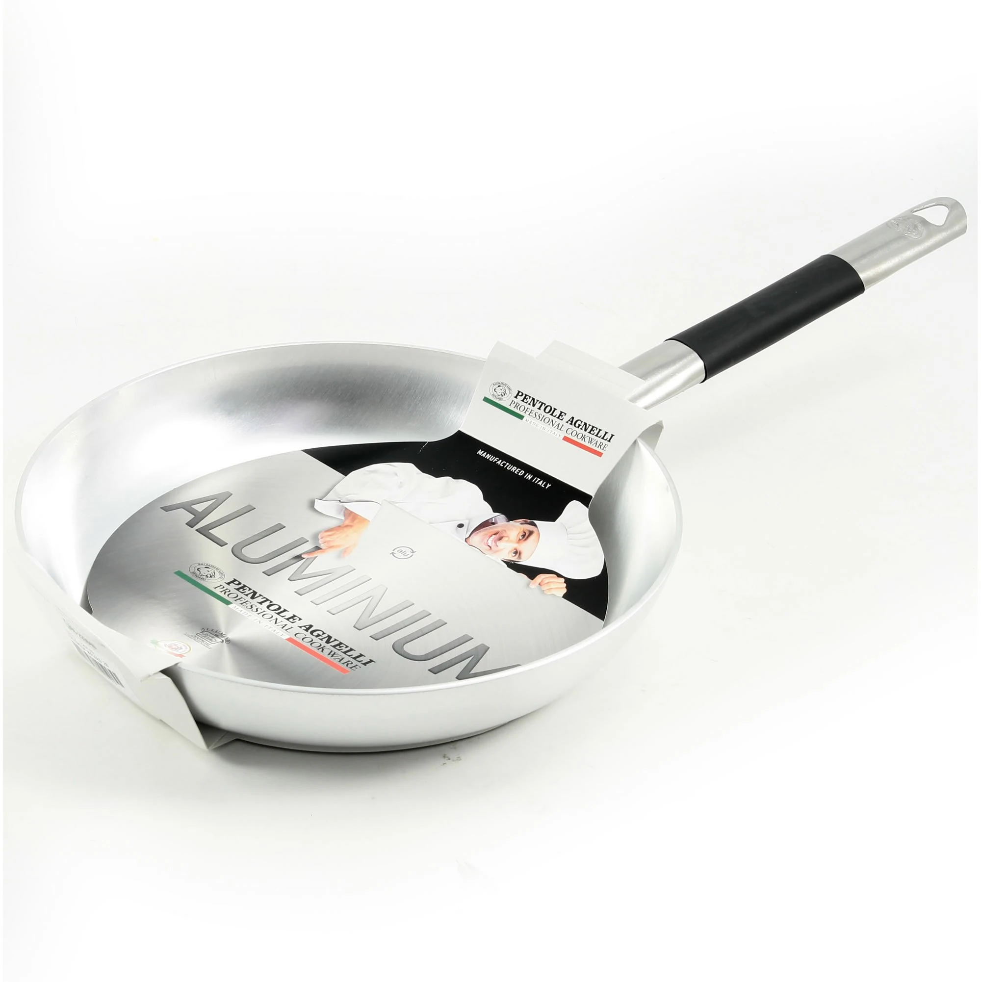 Pentole Agnelli Aluminium Bass Frying Pan 3 Mm. Thick With Cool Handle, Diameter 28 Cm.