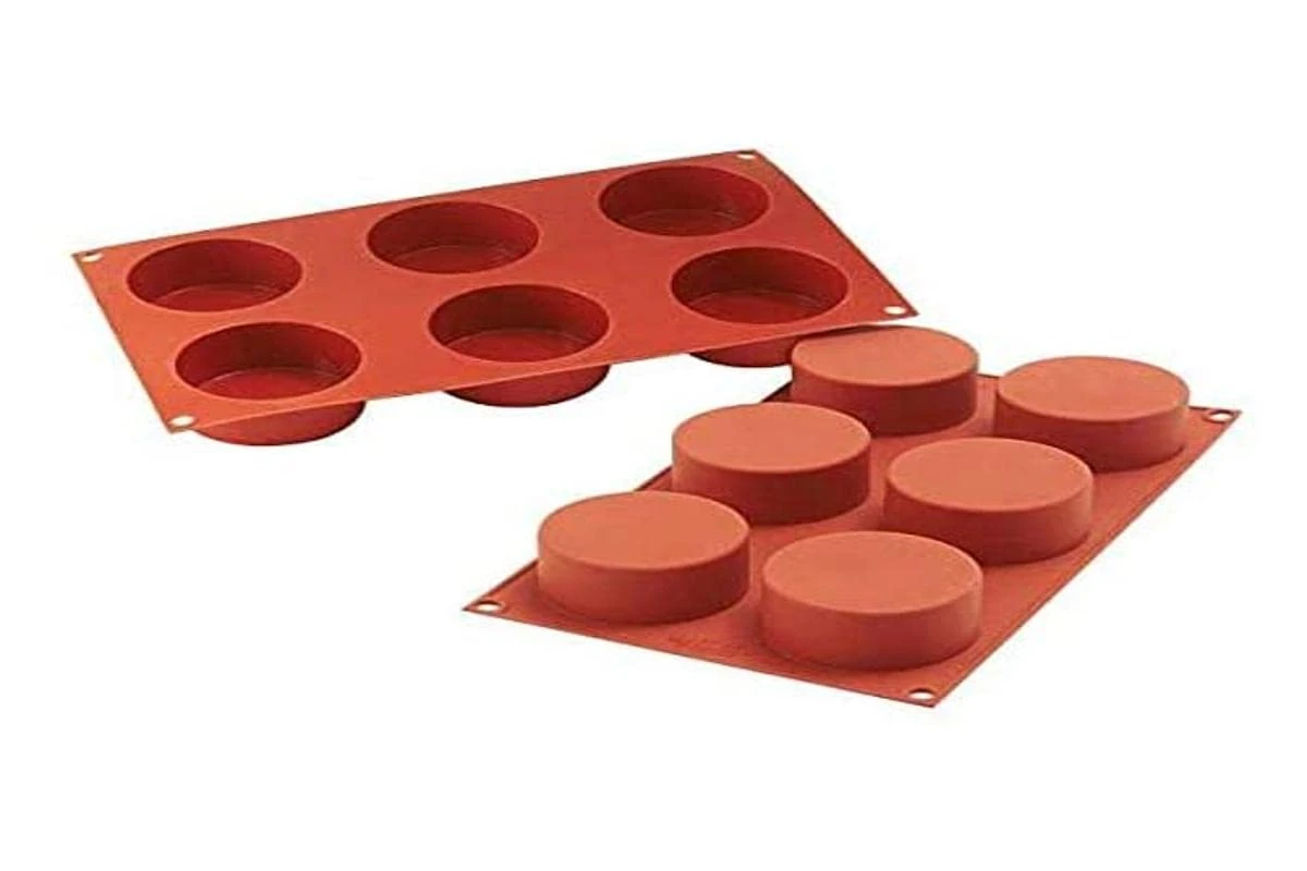 silikomart | SF127 Silicone mould for Monoportions CYLINDERS, non-stick, 6 cylinders, Pack of 1 Cake mould, Ø 70 h 35 mm, Made in Italy