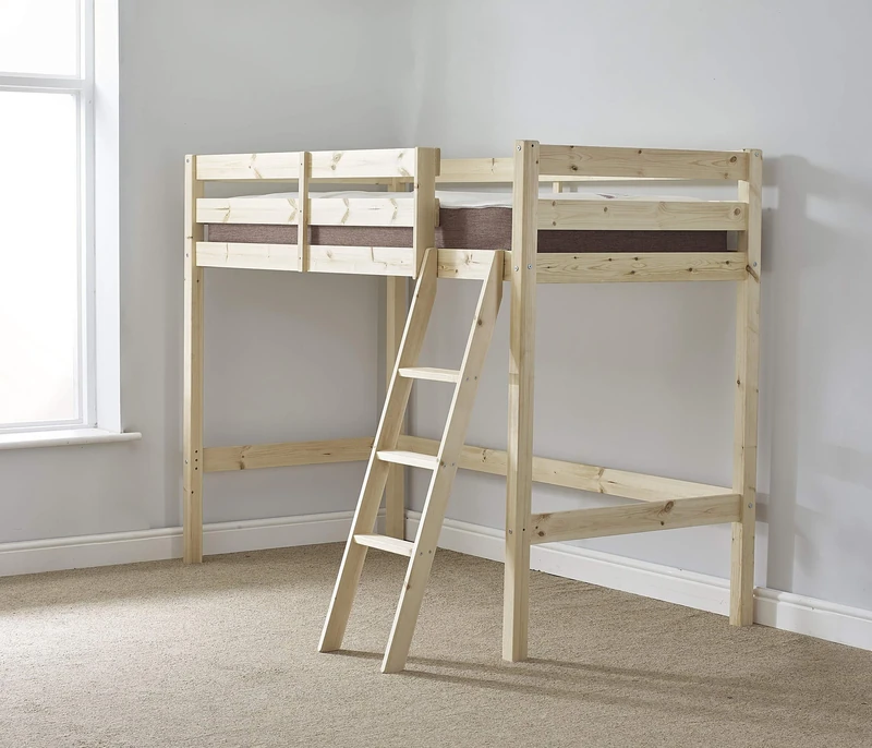 STRICTLY BEDS&BUNKS Oscar High Sleeper Loft Bunk Bed with Sprung Mattress (15cm), 3ft Single