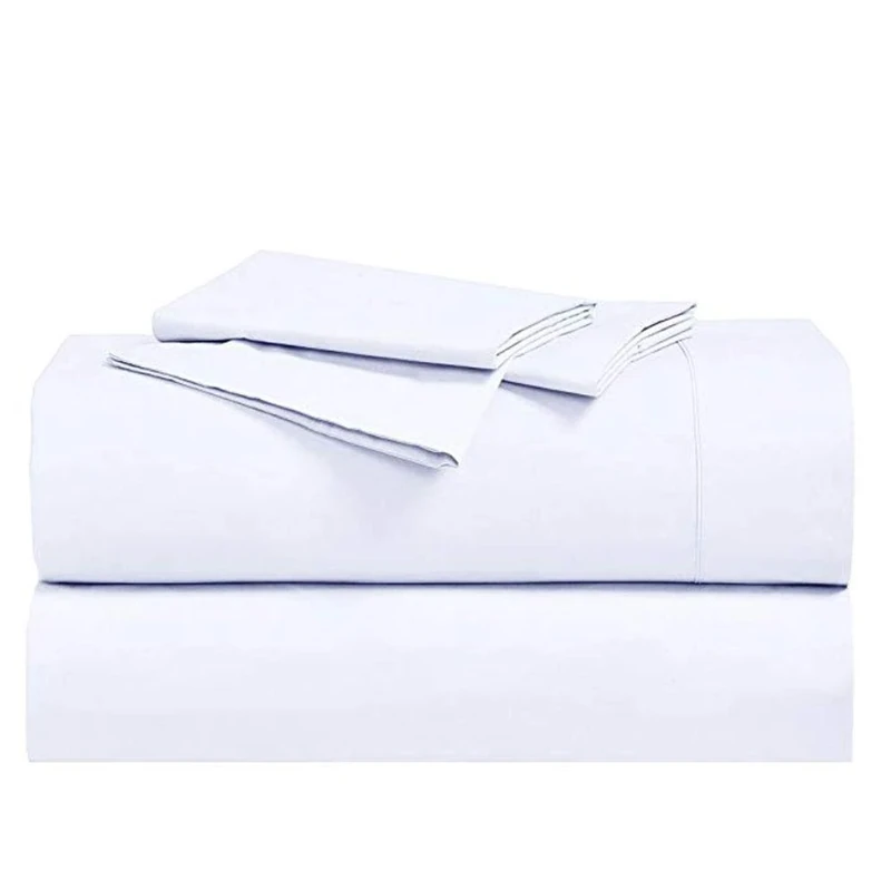 Royal Hotel Bedding Abripedic Crispy Percale Sheets, 300-Thread-Count, 5PC Solid Sheet Set, 100% Cotton, Up to 18 Inch Deep Pocket, Split-King, White