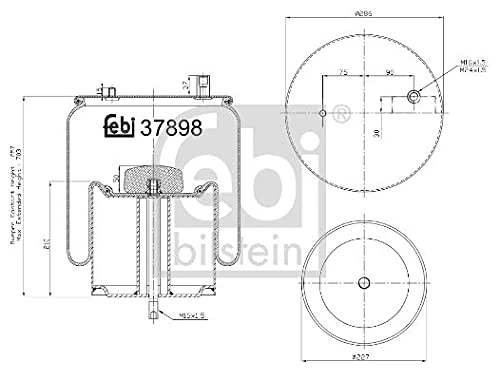 febi bilstein 37898 Air Spring with steel piston, pack of one