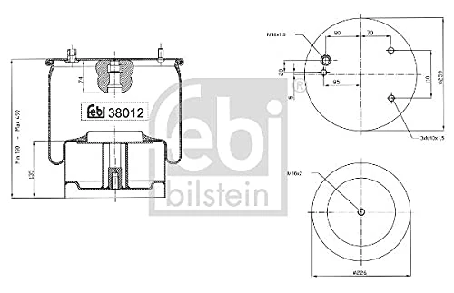 febi bilstein 38012 Air Spring with steel piston, pack of one