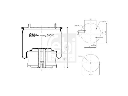 febi bilstein 38505 Air Spring with steel piston, pack of one