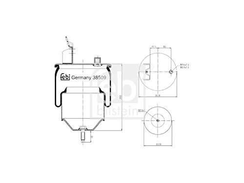 febi bilstein 38509 Air Spring with steel piston and piston rod, pack of one