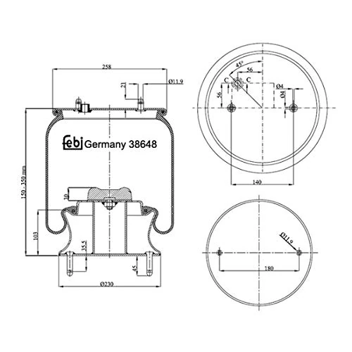 febi bilstein 38648 Air Spring with steel piston, pack of one