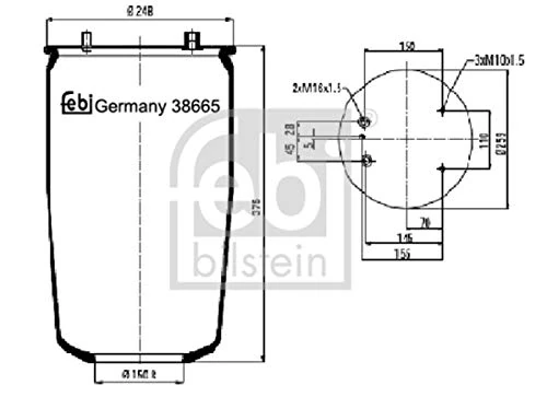 febi bilstein 38665 Air Spring without piston, pack of one