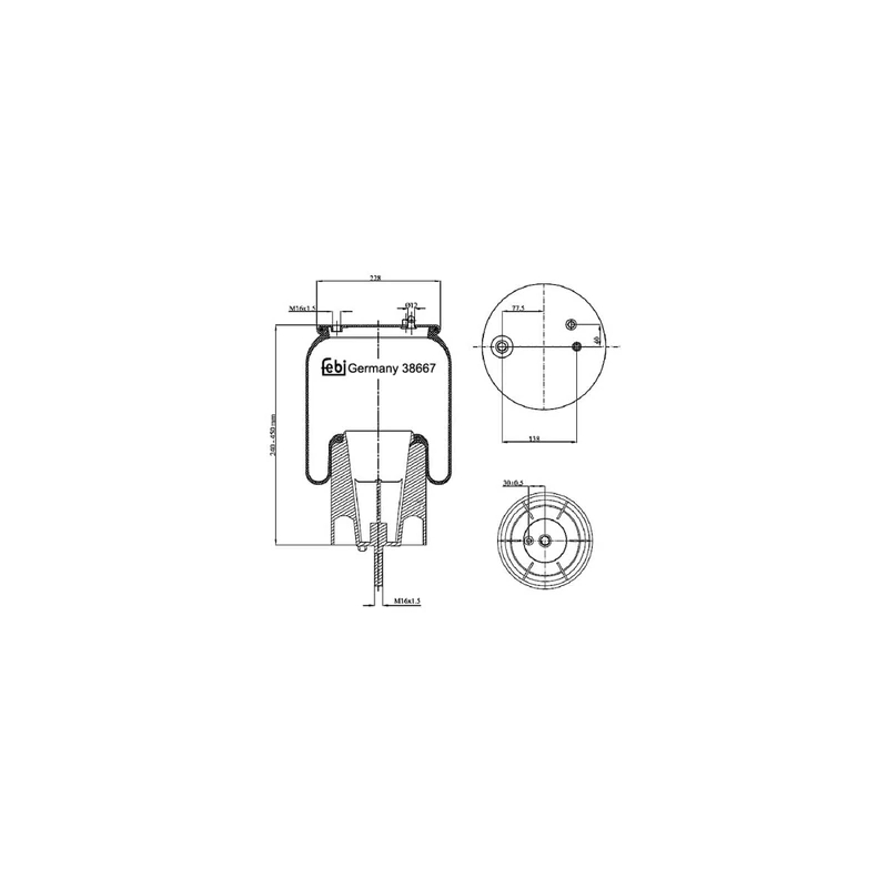 febi bilstein 38667 Air Spring with steel piston and piston rod, pack of one
