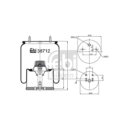 febi bilstein 38712 Air Spring with securing screws, pack of one