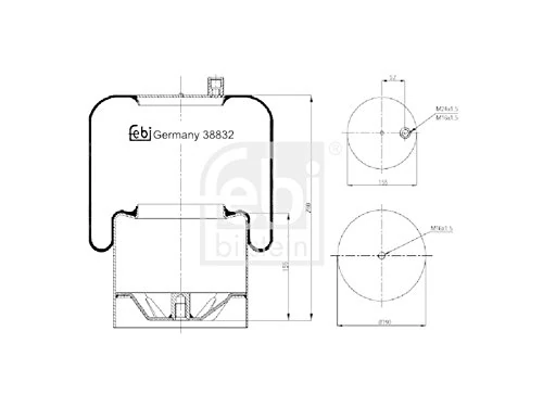 febi bilstein 38832 Air Spring with steel piston, pack of one