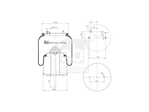 febi bilstein 39022 Air Spring with steel piston and piston rod, pack of one