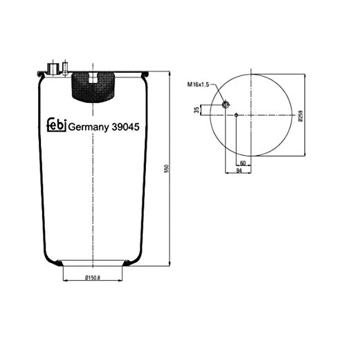 febi bilstein 39045 Air Spring without piston, pack of one