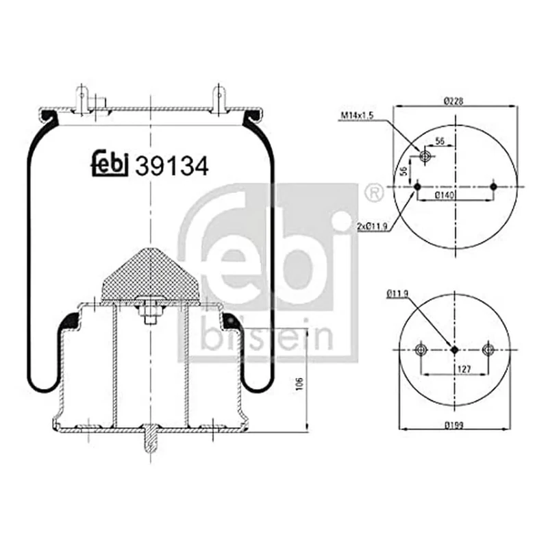 febi bilstein 39134 Air Spring with steel piston, pack of one