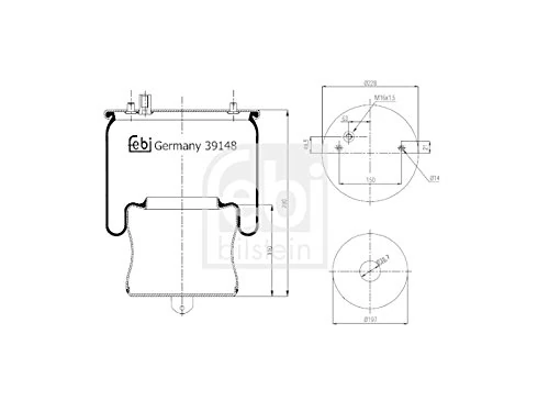 febi bilstein 39148 Air Spring with steel piston, pack of one
