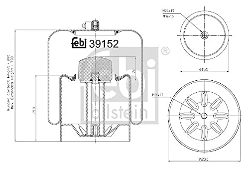 febi bilstein 39152 Air Spring with steel piston, pack of one