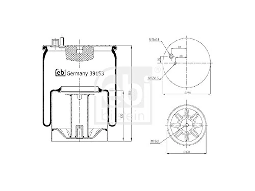febi bilstein 39153 Air Spring with steel piston, pack of one