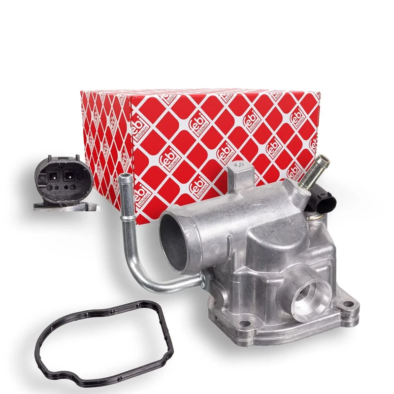 febi bilstein 39270 Thermostat Housing with housing, seal and temperature switch, pack of one