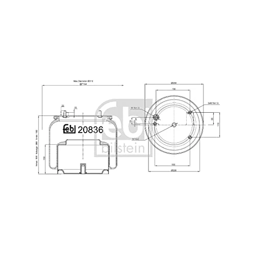 febi bilstein 20836 Air Spring with steel piston, pack of one