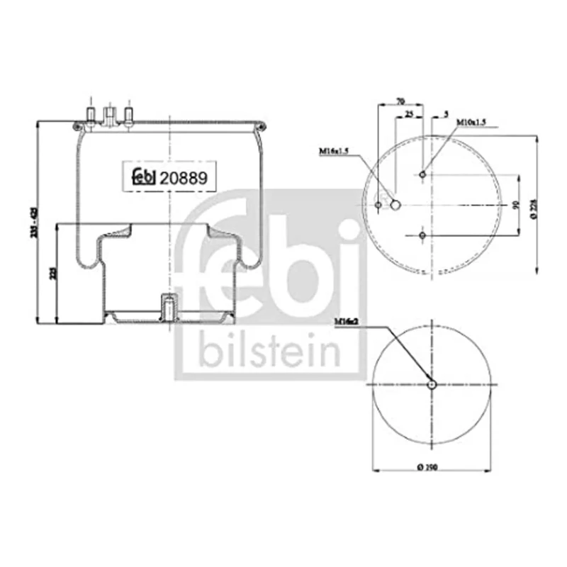 febi bilstein 20889 Air Spring with steel piston, pack of one