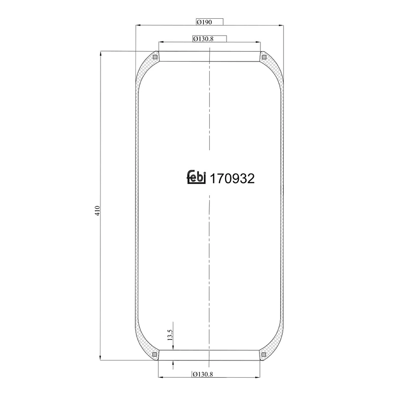 febi bilstein 20921 Air Spring without piston, pack of one