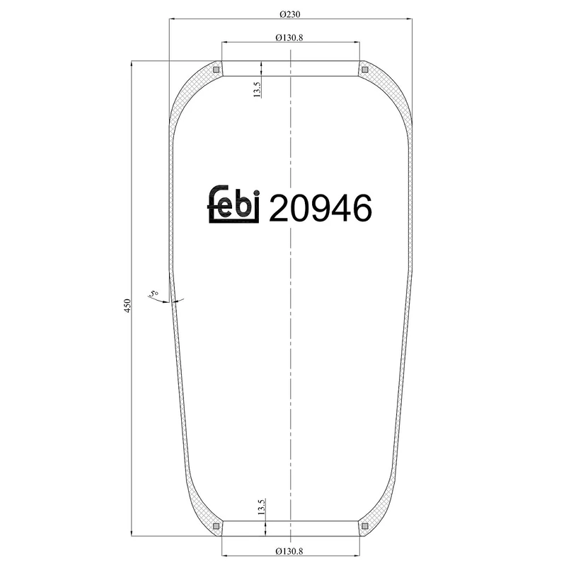 febi bilstein 20946 Air Spring without piston, pack of one