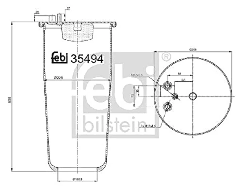 febi bilstein 35494 Air Spring without piston, pack of one