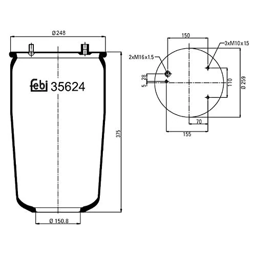 febi bilstein 35624 Air Spring without piston, pack of one