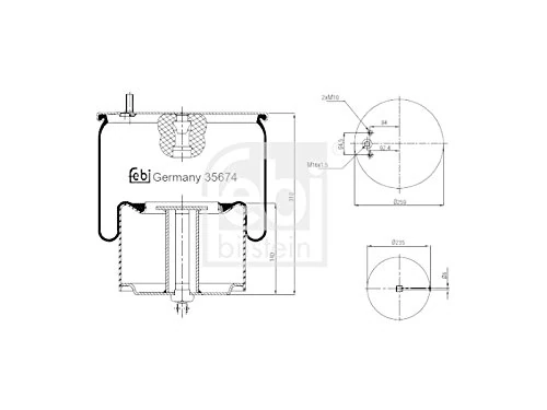 febi bilstein 35674 Air Spring with steel piston, pack of one