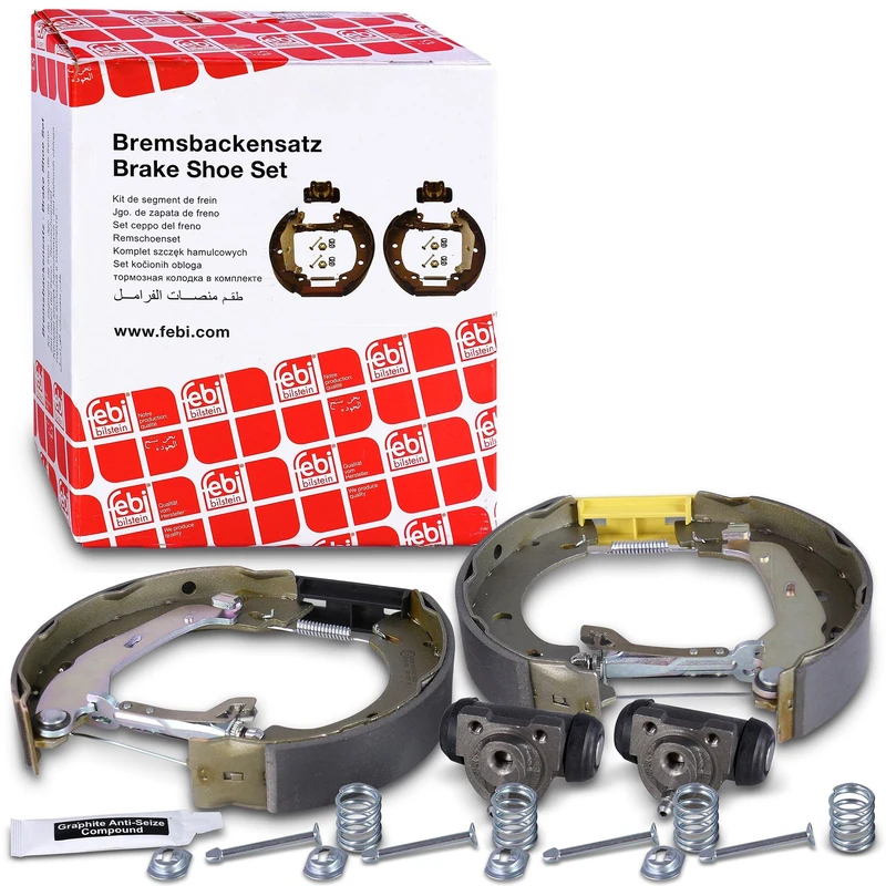 febi bilstein 37243 Brake Shoe Set with additional parts, pack of two