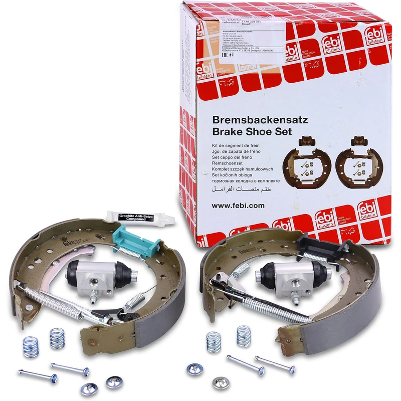 febi bilstein 37513 Brake Shoe Set with additional parts, pack of two
