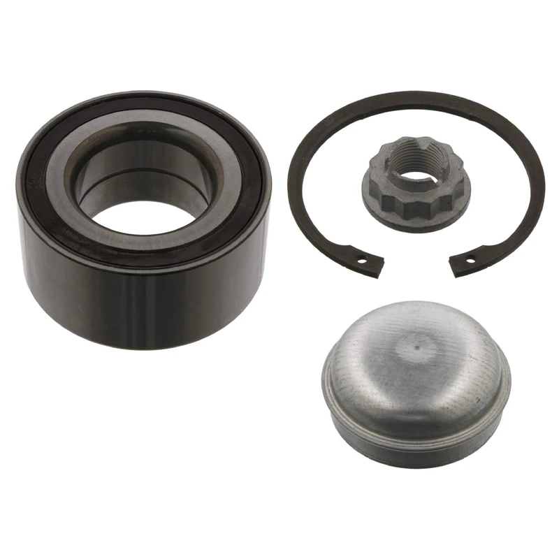 febi bilstein 37549 Wheel Bearing Kit with ABS sensor ring, axle nut, circlip and protective cover, pack of one