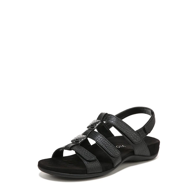 Vionic Rest Amber Women's Sandal That Includes Three-Zone Comfort for Heel Pain and Plantar Fasciitis with Concealed Orthotic Arch Support Wide Fit Black Croc UK 4.5 - Image 1