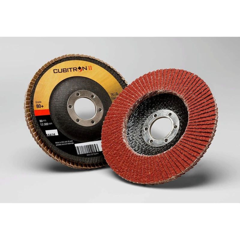 3M Cubitron II Flap Disc 967A - 80+ Grit Ceramic Precision Shaped Grain - Type 29 Angle Grinder Disc - Metal Grinding - 4.5" x 7/8" Arbor Hole, Brown
