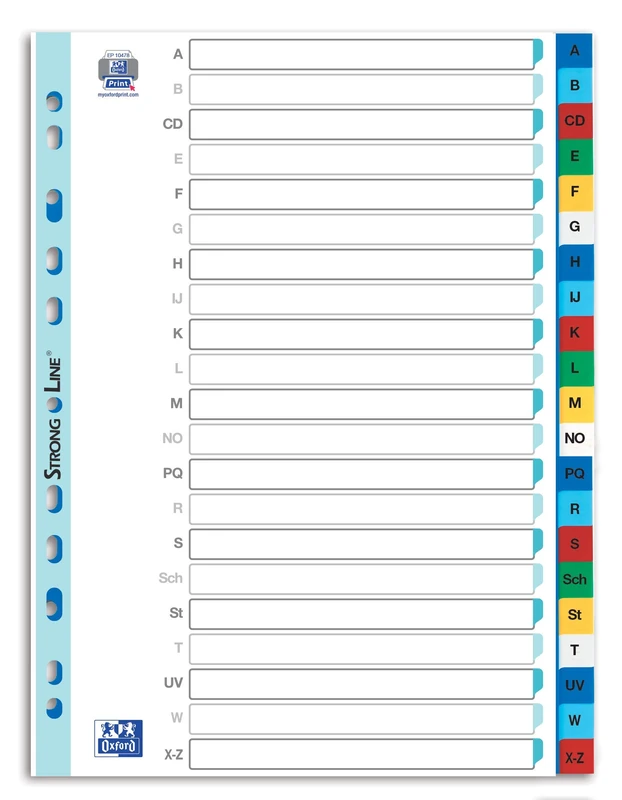 Elba Plastic Register Strong Line Alphabet, A-Z 25 Register