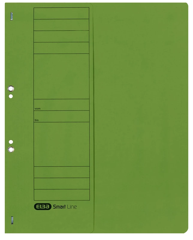 Elba 21451GN Hole-Punched Folders with Official Filing 250 g sq. m Manila Cardboard for 200 DIN A4 Sheets Half Front Cover Pack of 50 Folders Green