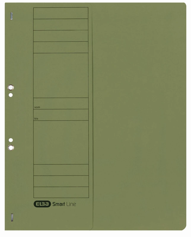 Elba 21421BL Hole Punched Folders with Official Filing 250 g/sq. m Manila Cardboard for 200 DIN A4 Sheets, Half Front Cover 50 Items Blue Eyelet File with Office Binding Green
