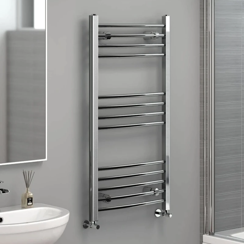 iBathUK | 1600 x 500 Curved Heated Towel Rail Chrome Bathroom Radiator NC1600500