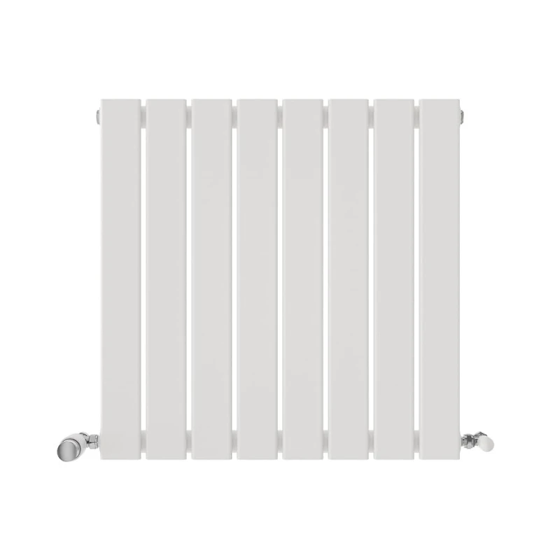 iBathUK Apex Wall Mounted Horizontal Single Slim Flat Panel Radiator, Steel Hydronic Central Heating, High Thermal Output Design, Modern Designer Radiator for Bathroom in Matt White, 600×608mm