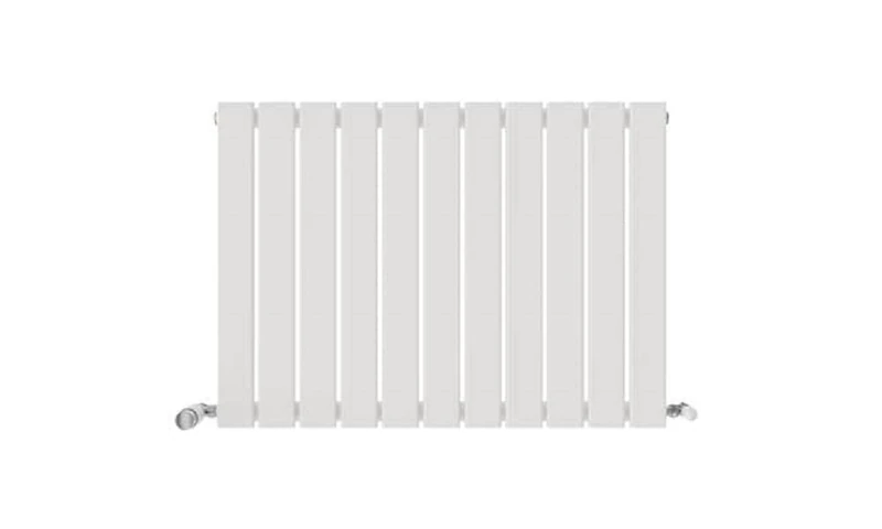 iBathUK Apex Wall-Mounted Horizontal Single Slim Flat Panel Radiator, Steel, Hydronic Central Heating, High Thermal Output, Modern Designer Radiator for Bathroom in Matt White 600×836mm