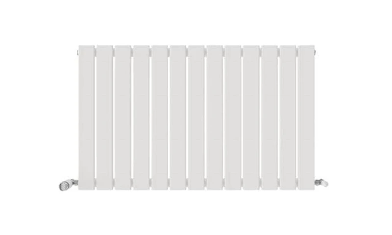iBathUK Apex Wall-Mounted Horizontal Single Slim Flat Panel Radiator, Steel 13 columns, Hydronic Central Heating, High Thermal Output, Modern Designer Radiator for Bathroom in Matt White, 600×988mm