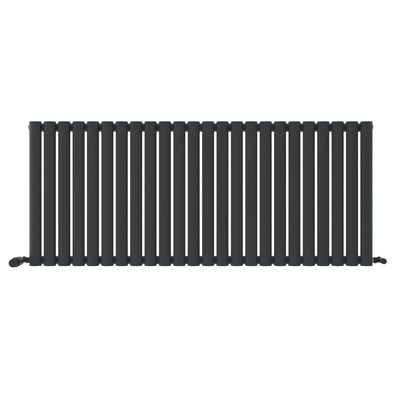 iBathUK Strata Horizontal Radiator, Single Oval Panel Radiators, 600x1440mm Slim Radiator for Bathroom,Kitchen,Living Room - Anthracite
