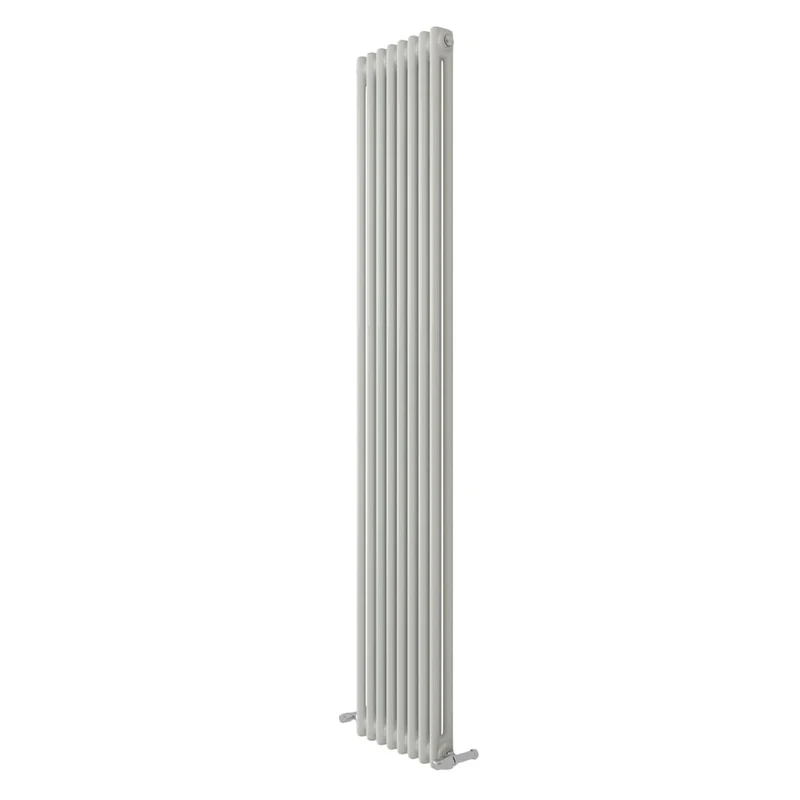 iBathUK Regency Wall-Mounted Vertical 2 Column Radiator, Steel Cast Iron Style High Thermal Output Hydronic Central Heating, Traditional Designer Radiator in Gloss White, 1800 × 380mm