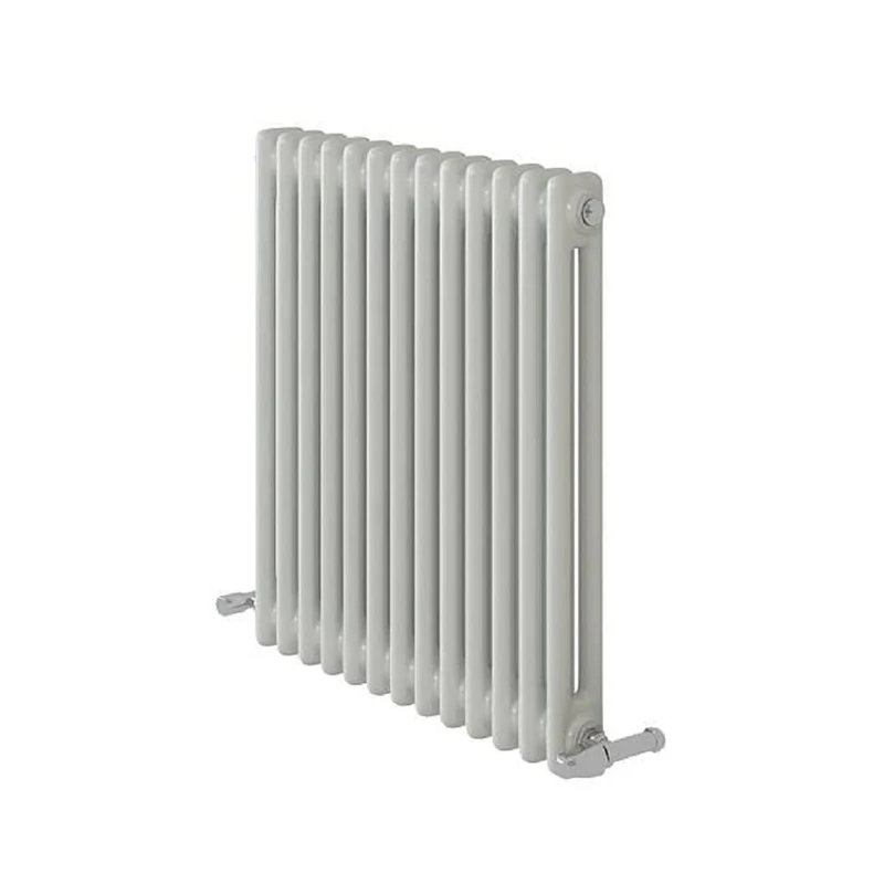 iBathUK Regency Wall-Mounted Horizontal 2 Column Radiator, Steel Cast Iron Style High Thermal Output Hydronic Central Heating, Traditional Designer Radiator in Gloss White, 600 × 605mm