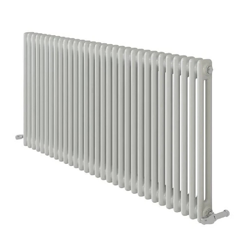 iBathUK Regency Wall-Mounted Horizontal 2 Column Radiator, Steel Cast Iron Style High Thermal Output Hydronic Central Heating, Traditional Designer Radiator in Gloss White, 600 × 1415mm